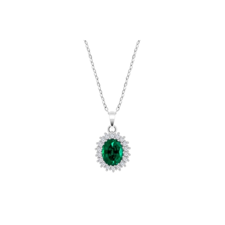 Collar Lotus circonitas y piedra verde LP3459-1/3