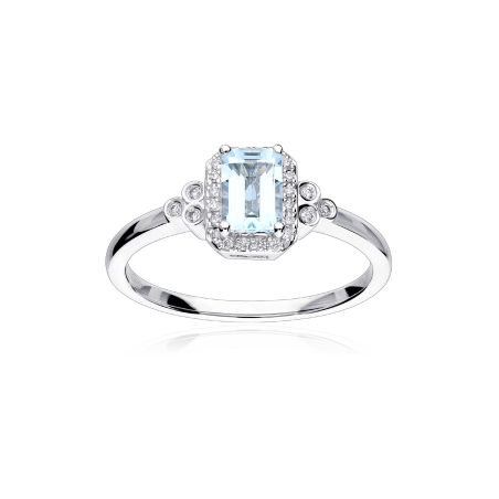 Anillo Oro 18k, aguamarina y diamantes 0.08cts "Danville"