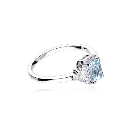 Anillo Oro 18k, aguamarina y diamantes 0.08cts "Danville"