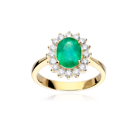 Anillo Oro 18k, esmeralda y diamantes 0.46cts "Windsor"