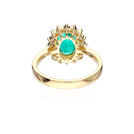 Anillo Oro 18k, esmeralda y diamantes 0.46cts "Windsor"