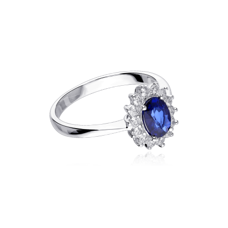 Anillo Oro 18k, zafiro y diamantes 0.31cts "Atherton"