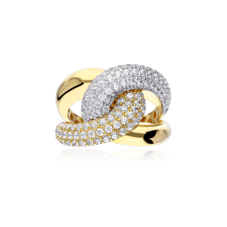 Anillo Oro 18k y circonitas "Tangled"