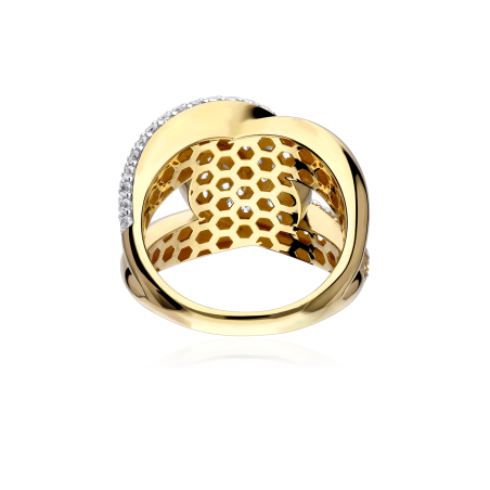 Anillo Oro 18k y circonitas "Tangled"