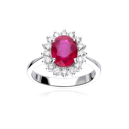 Anillo Oro 18k, rubí y diamantes 0.47cts "Atherton"