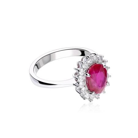 Anillo Oro 18k, rubí y diamantes 0.47cts "Atherton"