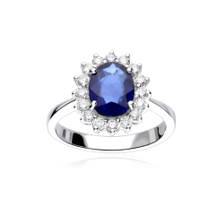 Anillo Oro 18k, zafiro y diamantes 0.49cts "Atherton"