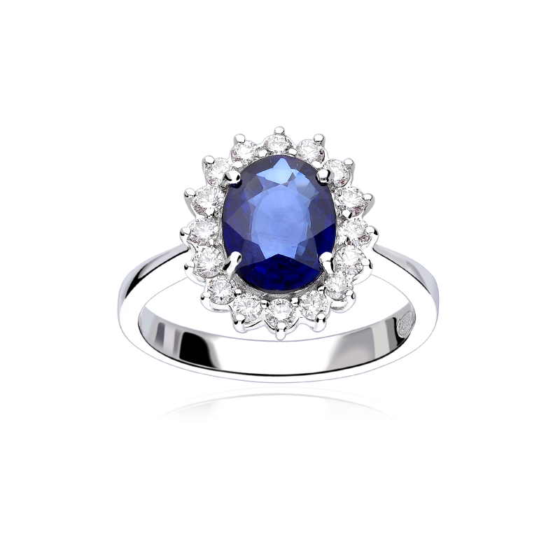 Anillo Oro 18k, zafiro y diamantes 0.49cts "Atherton"