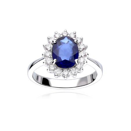 Anillo Oro 18k, zafiro y diamantes 0.49cts "Atherton"
