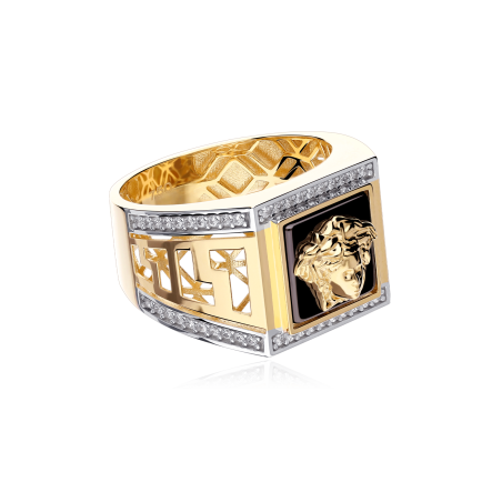 Sello Oro 18k ónix y circonitas "Gianni"