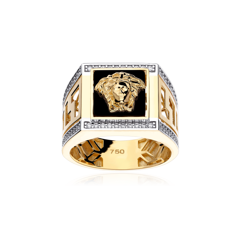 Sello Oro 18k ónix y circonitas "Gianni"