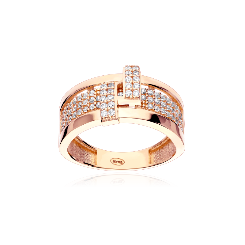 Anillo Oro 18k y circonitas "Lineo"