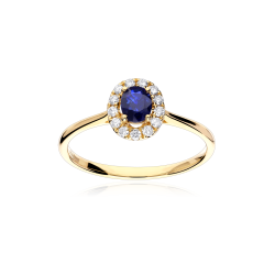 Anillo Oro 18k, zafiro y diamantes 0.126cts "Dares"