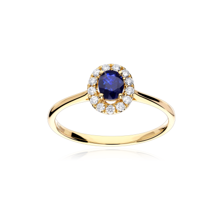 Anillo Oro 18k, zafiro y diamantes 0.126cts "Dares"