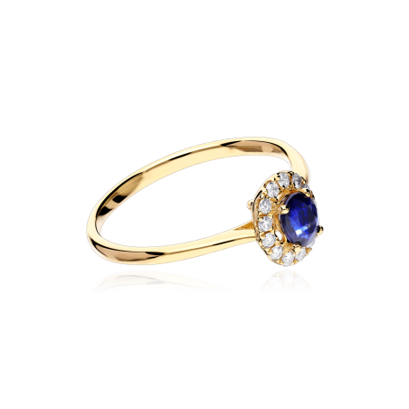 Anillo Oro 18k, zafiro y diamantes 0.126cts "Dares"