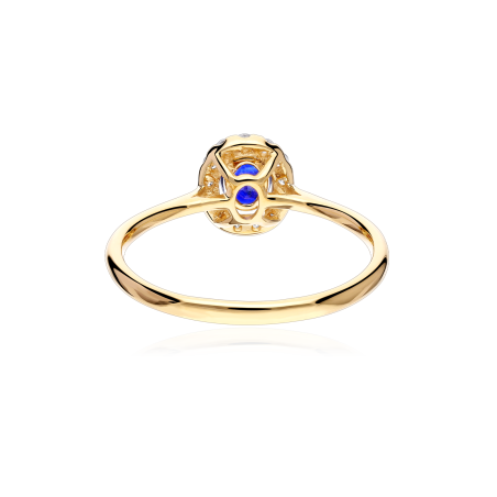 Anillo Oro 18k, zafiro y diamantes 0.126cts "Dares"