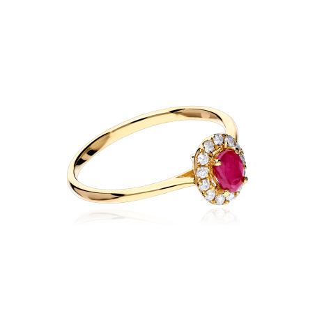 Anillo Oro 18k, rubí y diamantes 0.11cts "Dares"