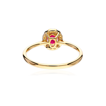Anillo Oro 18k, rubí y diamantes 0.11cts "Dares"