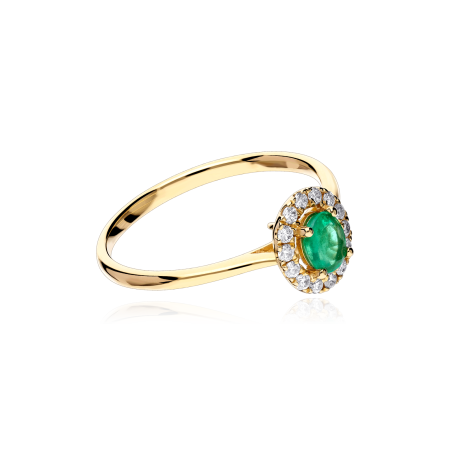 Anillo Oro 18k, esmeralda y diamantes 0.128cts "Dares"