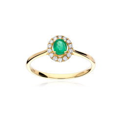Anillo Oro 18k, esmeralda y diamantes 0.128cts "Alipa"