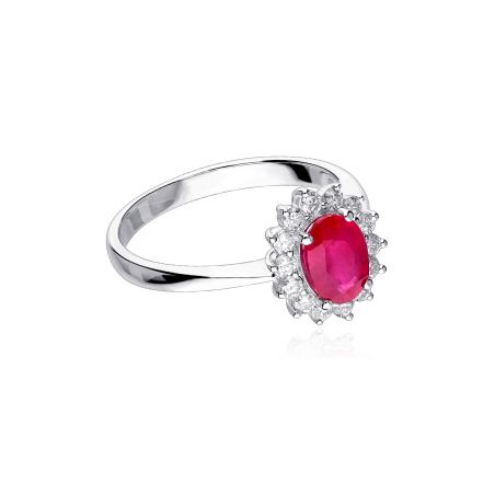 Anillo Oro 18k, rubí y diamantes 0.31cts "Atherton"