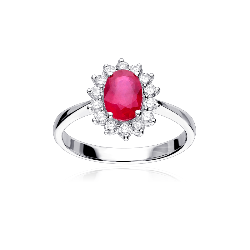 Anillo Oro 18k, rubí y diamantes 0.31cts "Atherton"