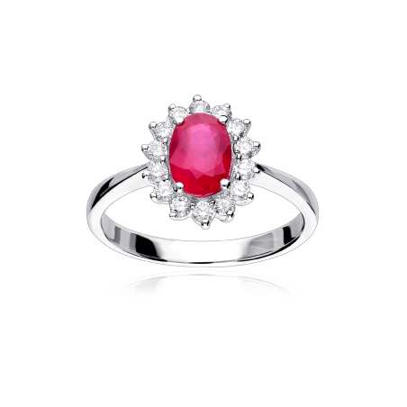 Anillo Oro 18k, rubí y diamantes 0.31cts "Atherton"