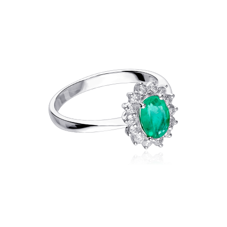 Anillo Oro 18k, esmeralda y diamantes 0.35cts "Atherton"