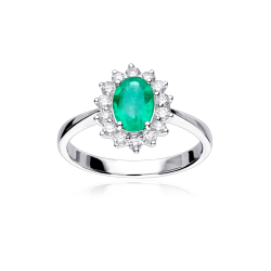 Anillo Oro 18k, esmeralda y...