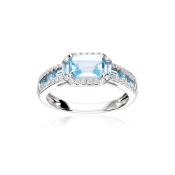 Anillo Oro 18k, topacio y diamantes 0.25cts "Garzanti"