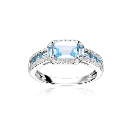 Anillo Oro 18k, topacio y diamantes 0.25cts "Garzanti"