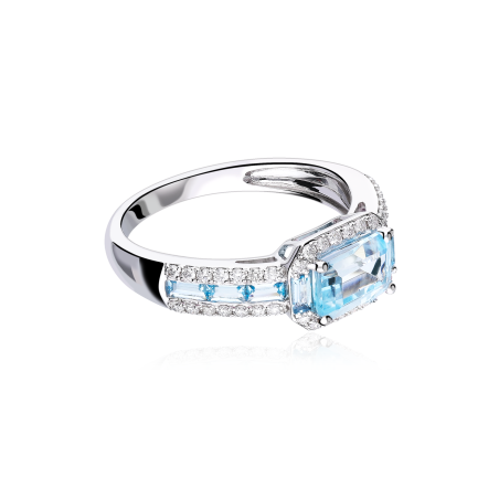Anillo Oro 18k, topacio y diamantes 0.25cts "Garzanti"