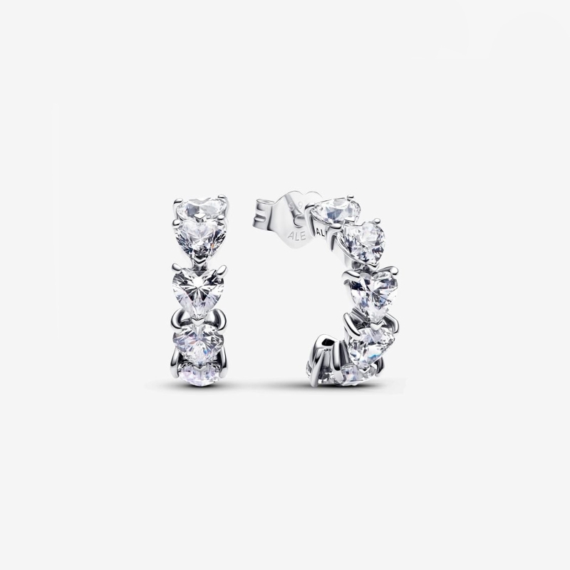 Pendientes Pandora Aro Corazones Brillantes 293657C01