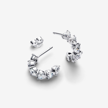 Pendientes Pandora Aro Corazones Brillantes 293657C01