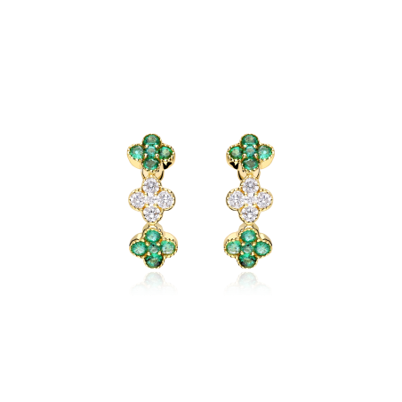 Pendientes Oro 18k, esmeraldas y diamantes 0.24cts "Vanclef"