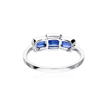 Anillo Oro 18k, zafiros y diamantes 0.071cts "Edda"
