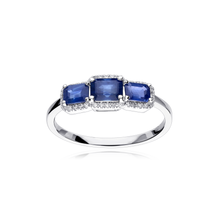 Anillo Oro 18k, zafiros y diamantes 0.071cts "Edda"