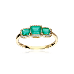 Anillo Oro 18k, esmeraldas y diamantes 0.071cts "Edda"