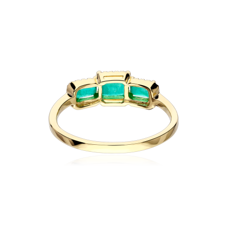 Anillo Oro 18k, esmeraldas y diamantes 0.071cts "Edda"