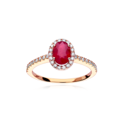 Anillo Oro 18k, rubí y diamantes 0.31cts "Soikea"