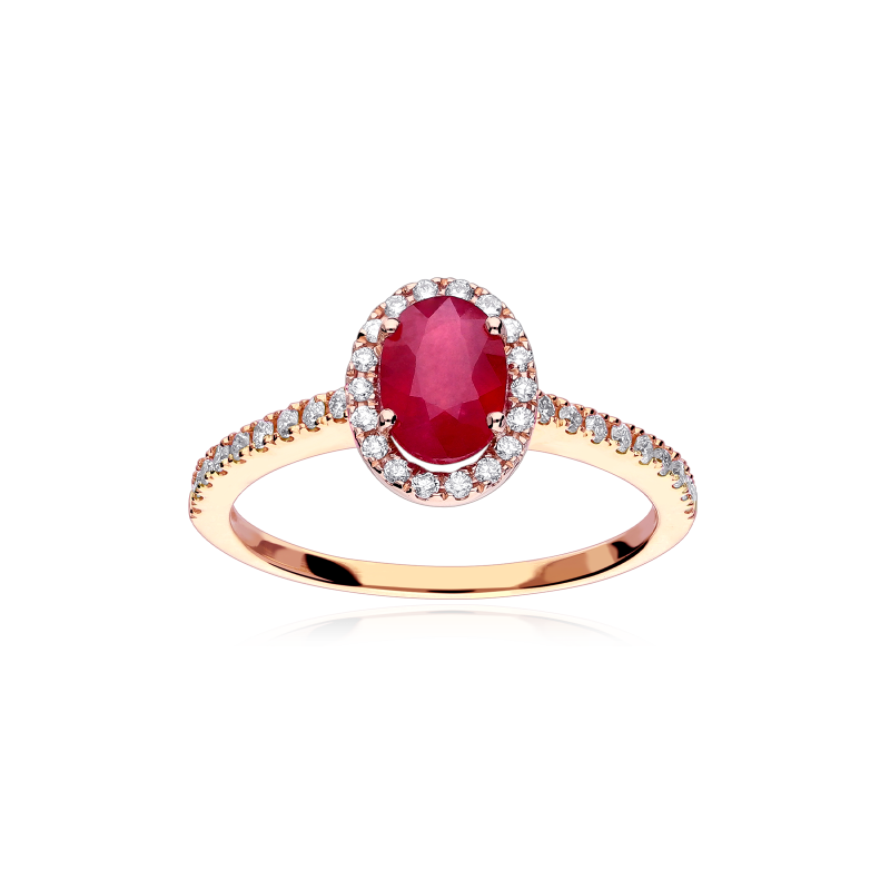 Anillo Oro 18k, rubí y diamantes 0.31cts "Soikea"