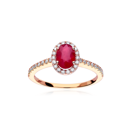 Anillo Oro 18k, rubí y diamantes 0.31cts "Soikea"