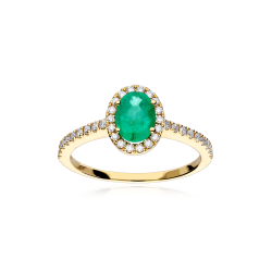 Anillo Oro 18k, esmeralda y diamantes 0.25cts "Soikea"
