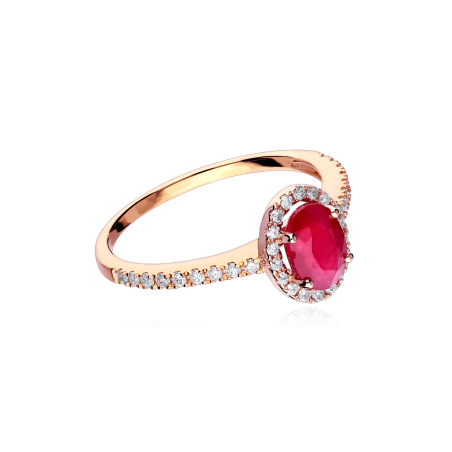 Anillo Oro 18k, rubí y diamantes 0.31cts "Soikea"