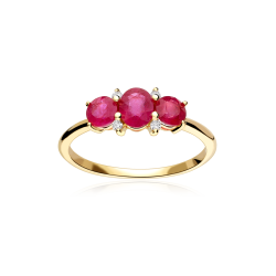 Anillo Oro 18k, rubís y diamantes 0.04cts "Ivor"