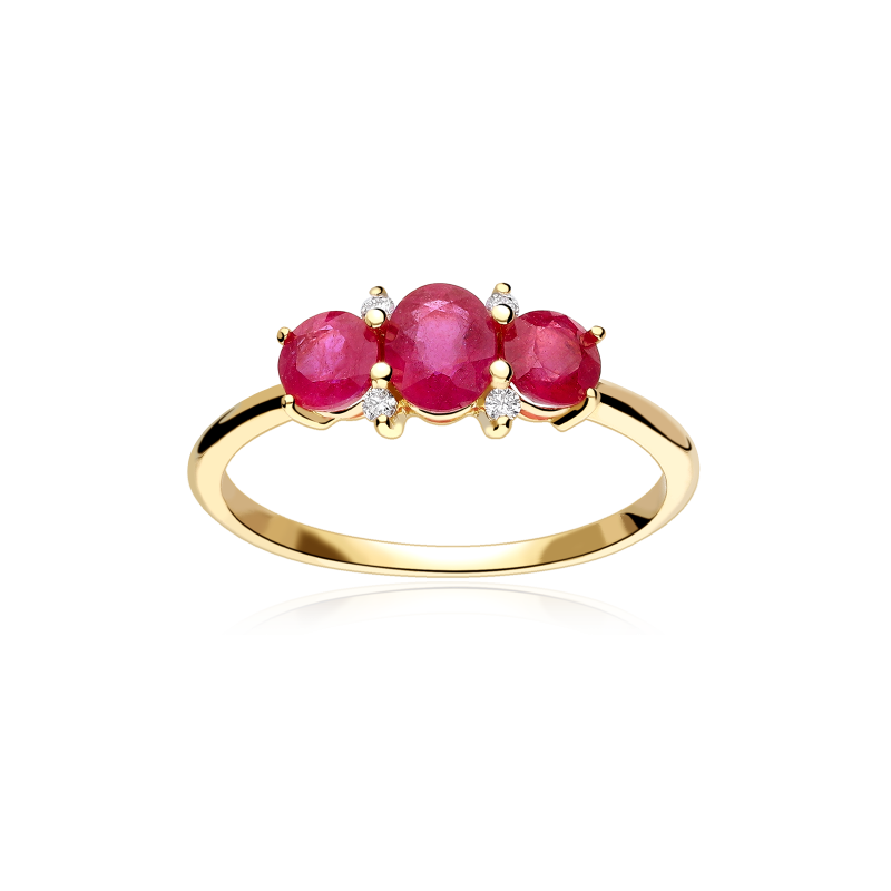 Anillo Oro 18k, rubís y diamantes 0.04cts "Ivor"