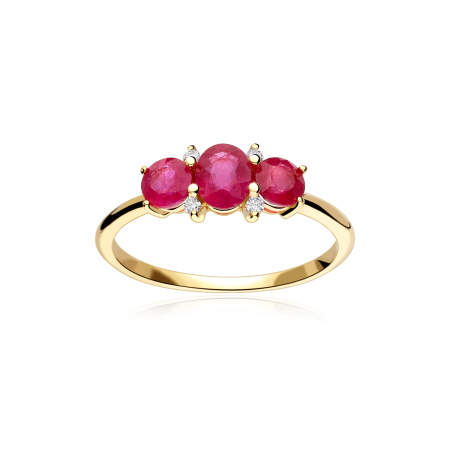 Anillo Oro 18k, rubís y diamantes 0.04cts "Ivor"
