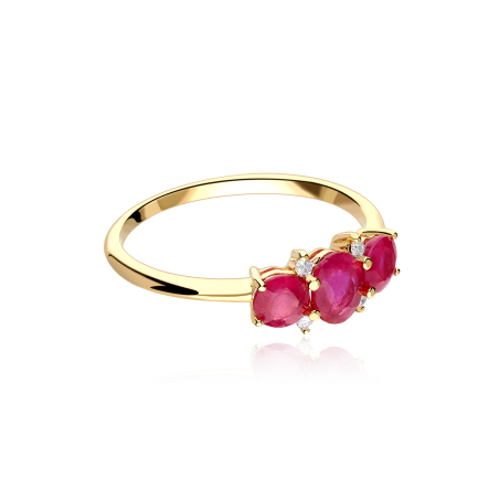 Anillo Oro 18k, rubís y diamantes 0.04cts "Ivor"