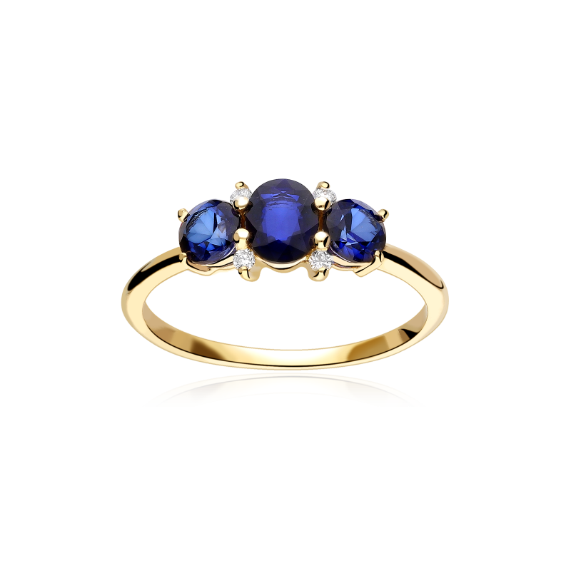 Anillo Oro 18k, zafiros y diamantes 0.04cts "Ivor"