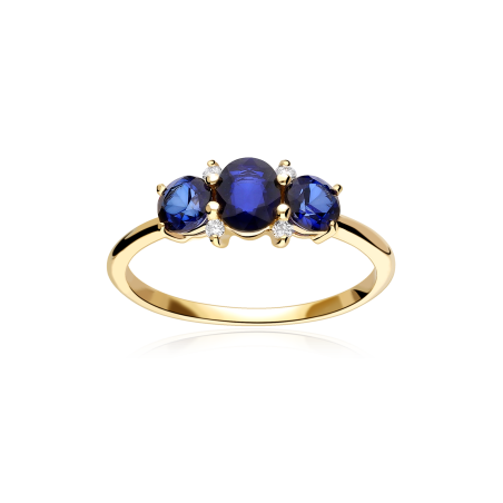 Anillo Oro 18k, zafiros y diamantes 0.04cts "Ivor"